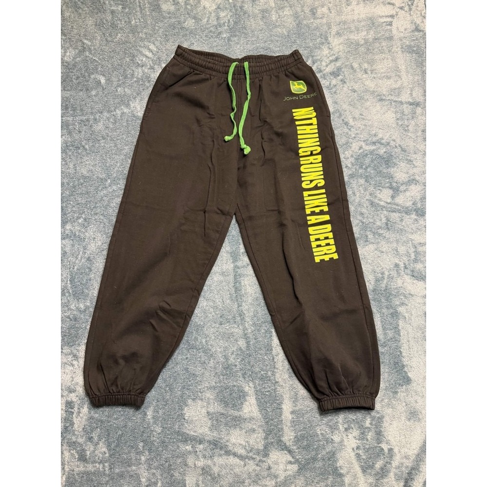 John Deere Sweatpants Large Men Black Graphic Fleece Jogger
